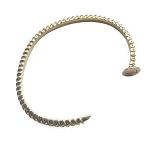 Trendy Gold Tone T Initial Textured Bent Screw Nail Bangle Cuff Bracelet